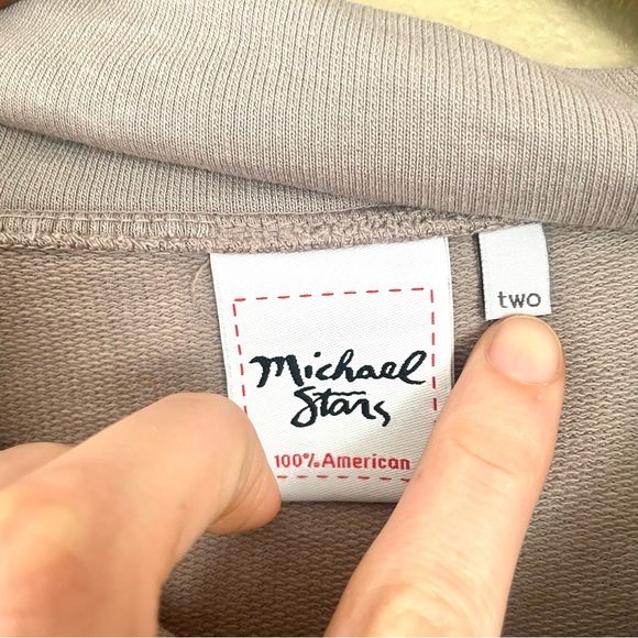 Michael Stars Asymmetric Button Front Cotton Sweater Light Gray Size Medium - Picture 3 of 8